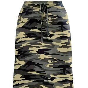 Camo Print Drawstring Skirt